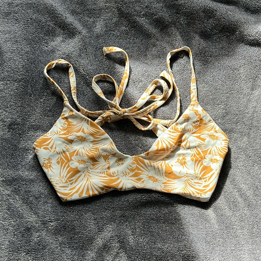 Everything But Water swim top size:medium color:white & mustard